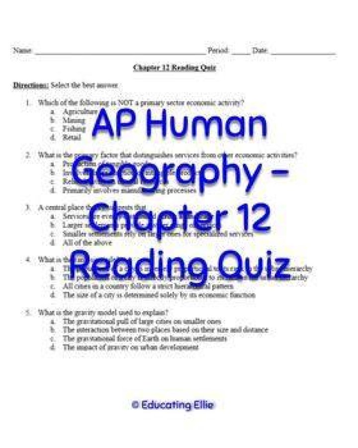 AP Human Geography Chapter 12 Test Questions & Answers PDF