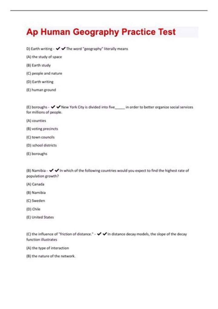 AP Human Geography Practice Test Multiple-Choice PDF Download