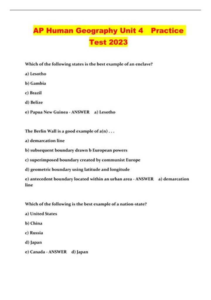 AP Human Geography Test Bank PDF for Exam Prep