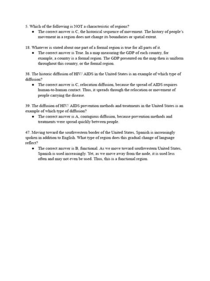 AP Human Geography Unit 1 Practice Test PDF with Answers
