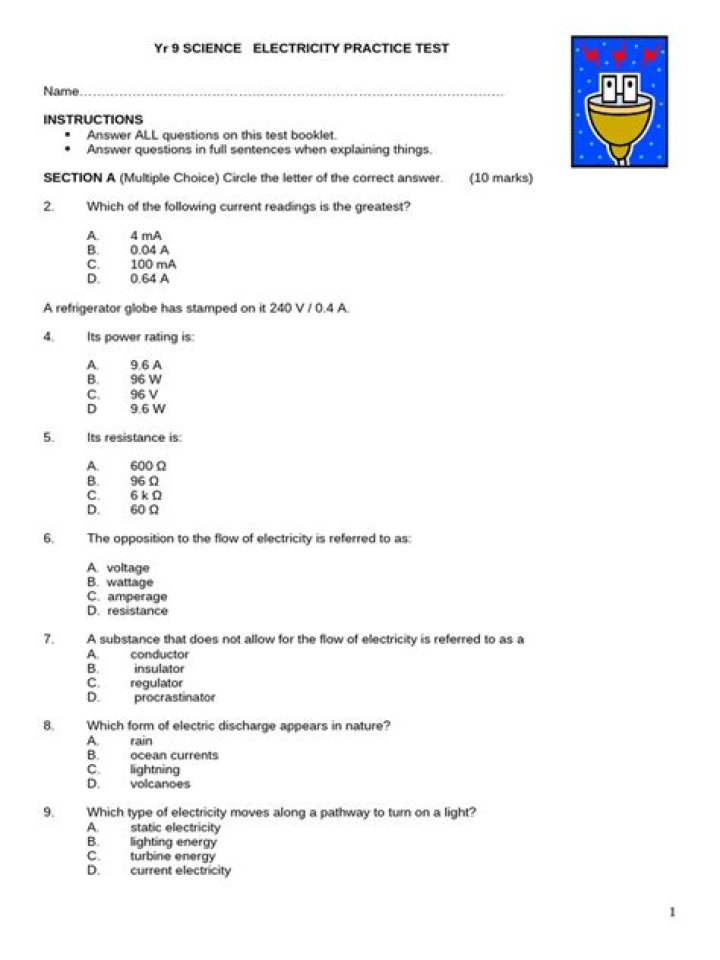 AP Physics 1 Electricity Practice Test PDF – Free Download