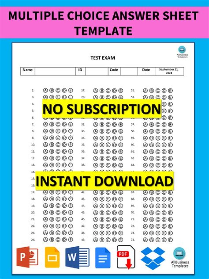 AP Physics 1 Practice Test Multiple Choice Answer Sheet PDF – Instant Download