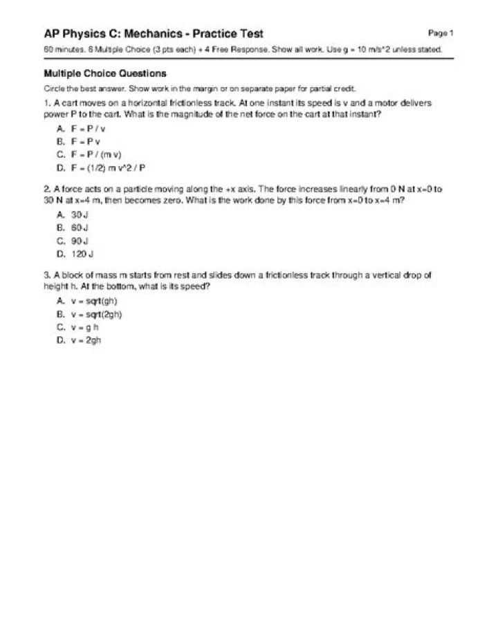 AP Physics C Practice Test PDF – Free Download & Real Exam Simulation