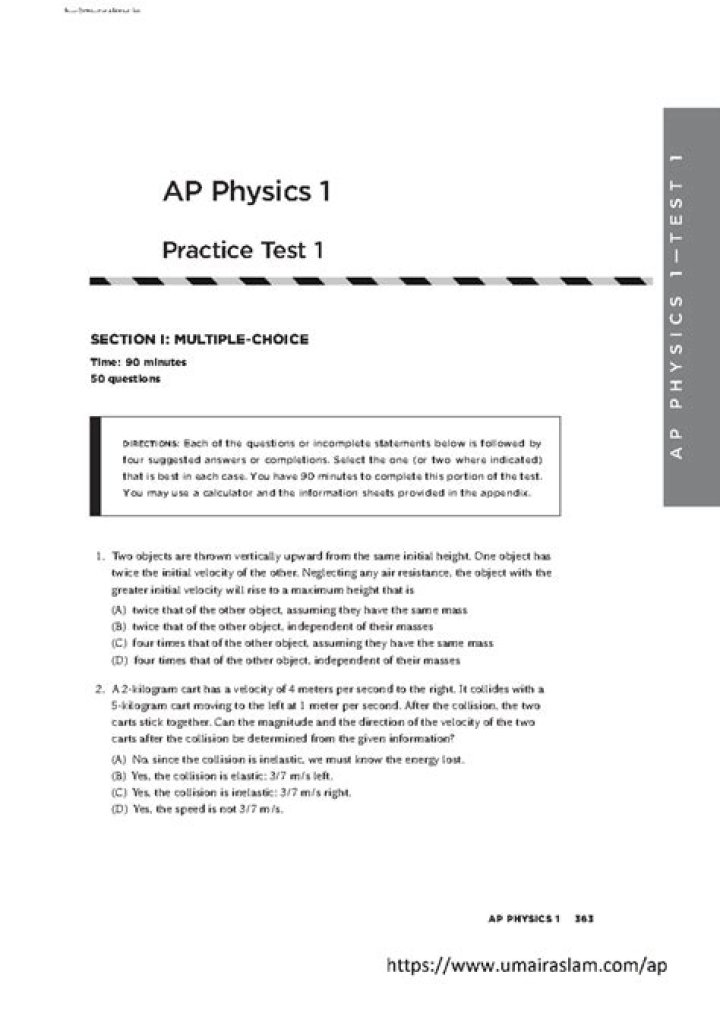 AP Physics Unit 1 Practice Test PDF – Instant Download