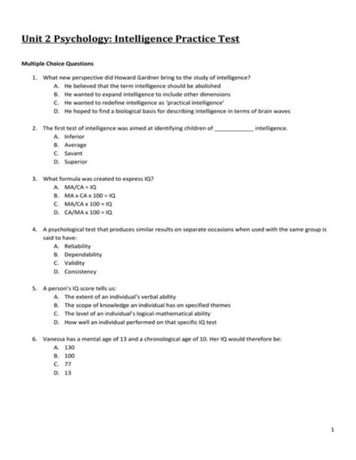 AP Psychology Intelligence Practice Test PDF – Boost Your Score