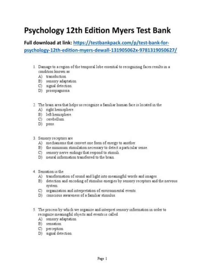 AP Psychology Test Bank PDF: Complete Practice Questions & Answers