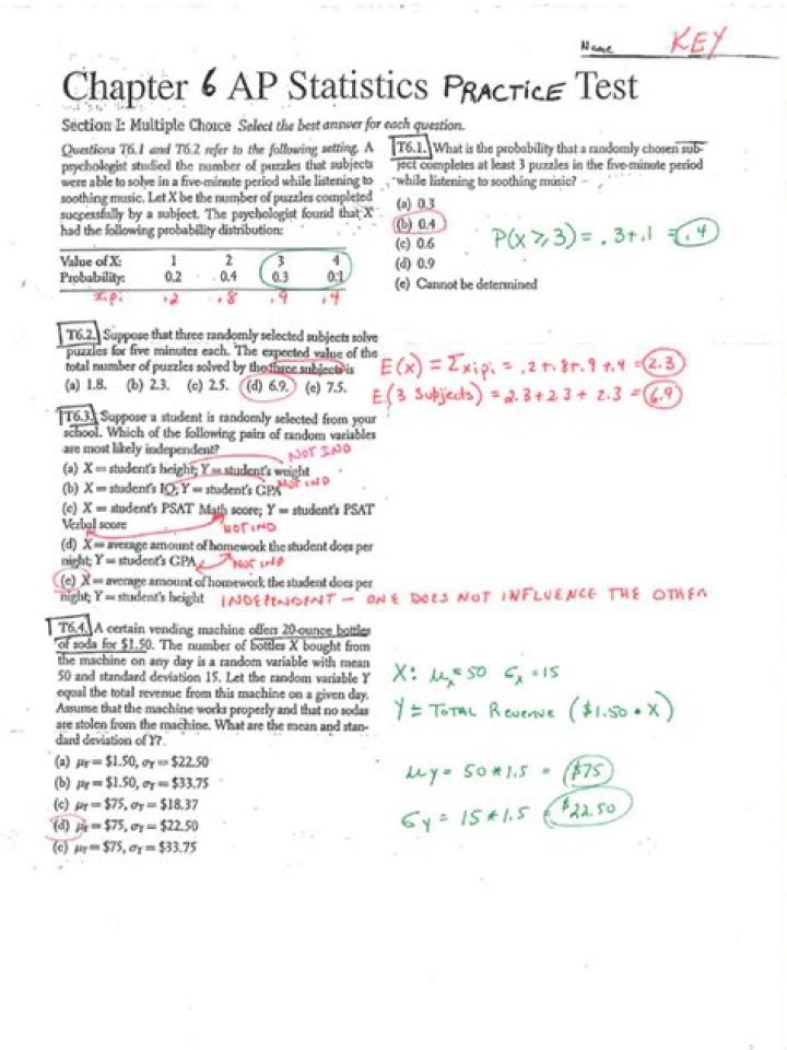 AP Stat Chapter 6 Test PDF – Practice Questions & Answers