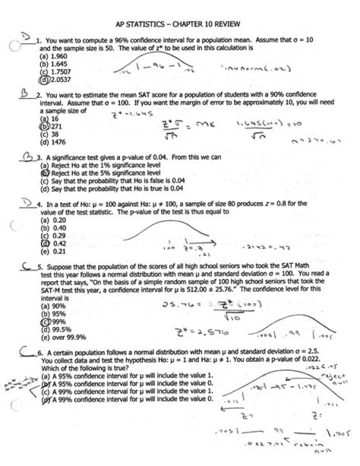 AP Stats Chapter 10 Test Answer Key PDF – Complete Solutions