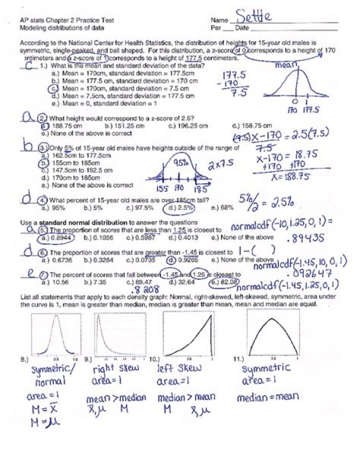 AP Statistics Chapter 2 Test PDF – Practice Exam & Answers