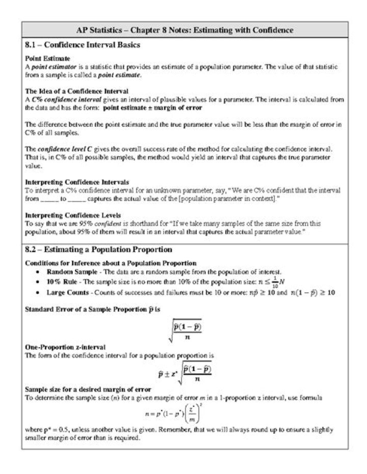 AP Statistics: Estimating with Confidence Tests – Full PDF Guide