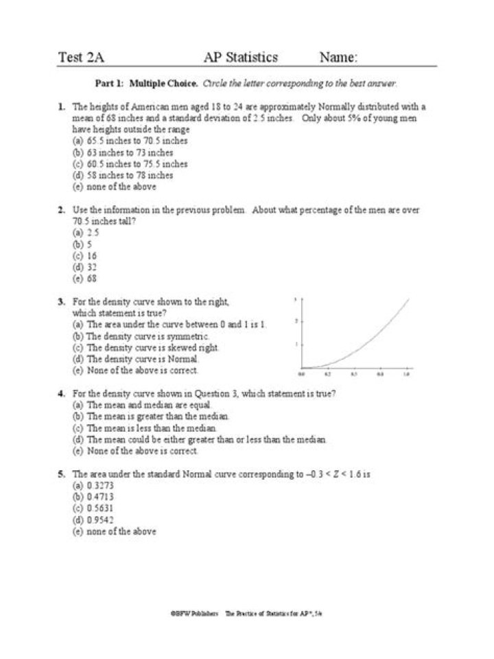 AP Statistics Practice Test PDF – Free Download & Solve
