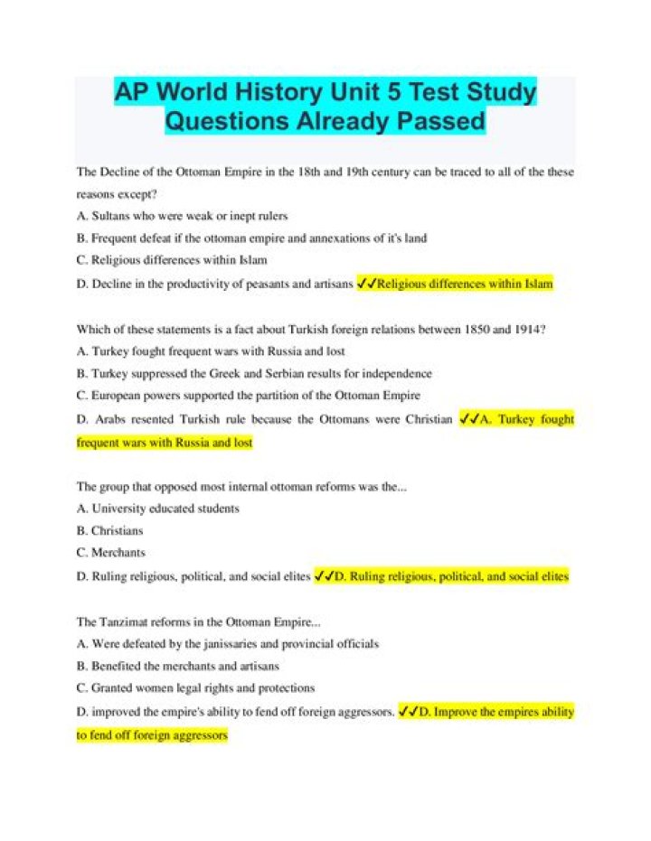 AP World History Midterm Practice Test PDF – Free Download