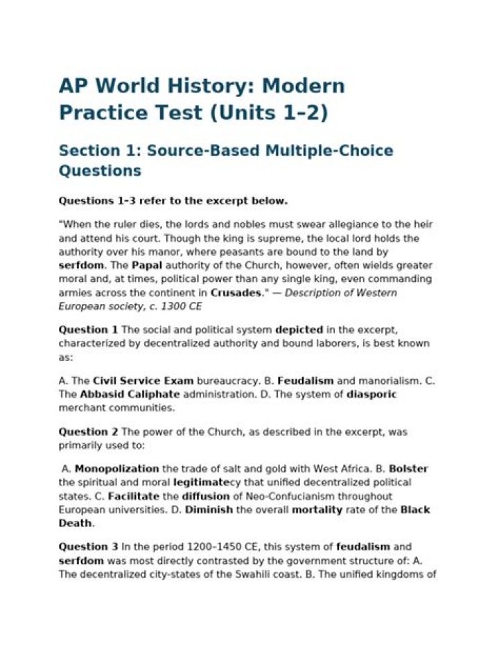 AP World History Modern Practice Test PDF – Instant Download
