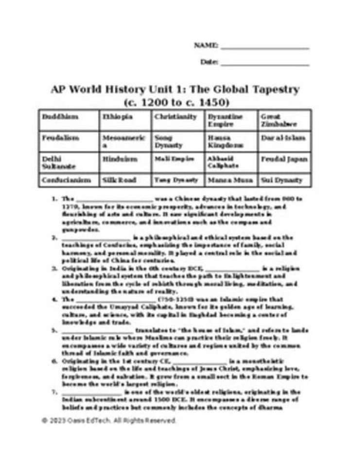 AP World History Unit 1 Test PDF Study Guide & Practice