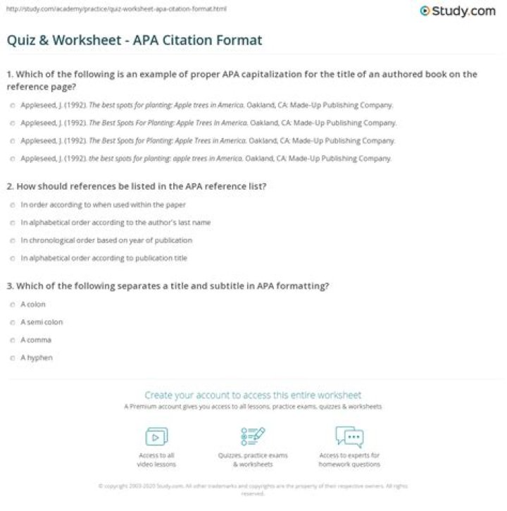 Apa Citation Practice Quiz PDF with Answers: Perfect for Students