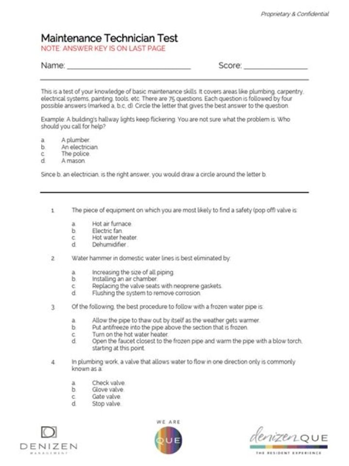 Complete Apartment Maintenance Test PDF for Homeowners