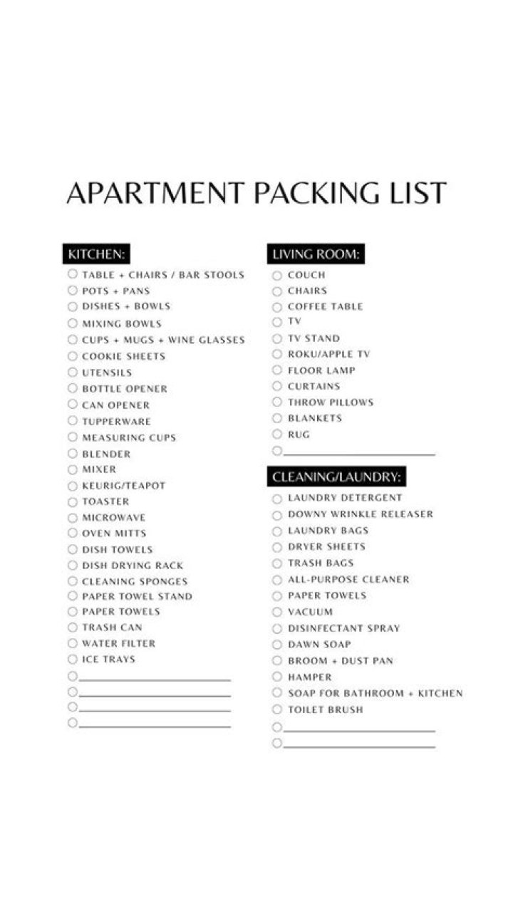 Complete Apartment Packing List PDF for Stress-Free Move