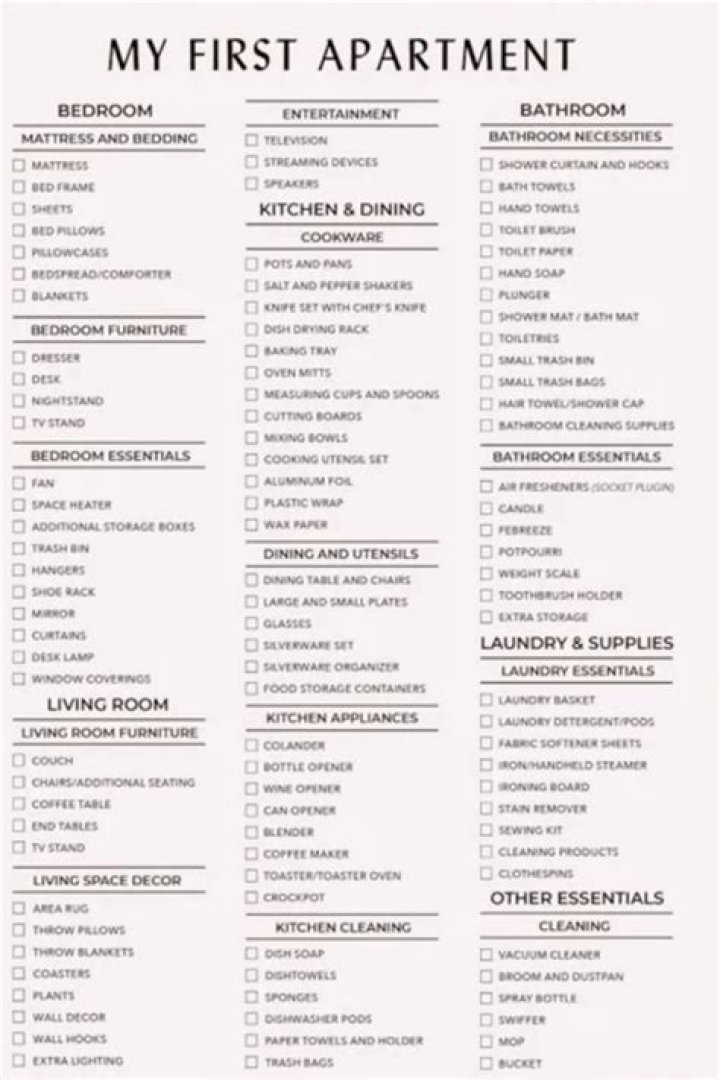 Apartment PDF Packing List - Final Check Before Moving