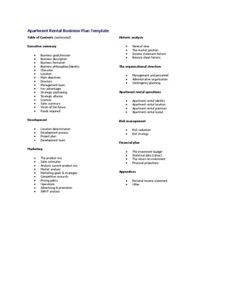 Complete Apartment Rental Business Plan PDF for Success