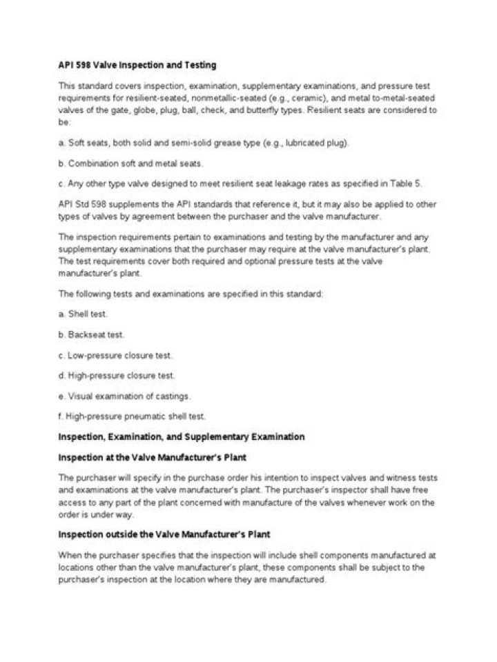 API 598 Valve Inspection & Testing PDF Guide