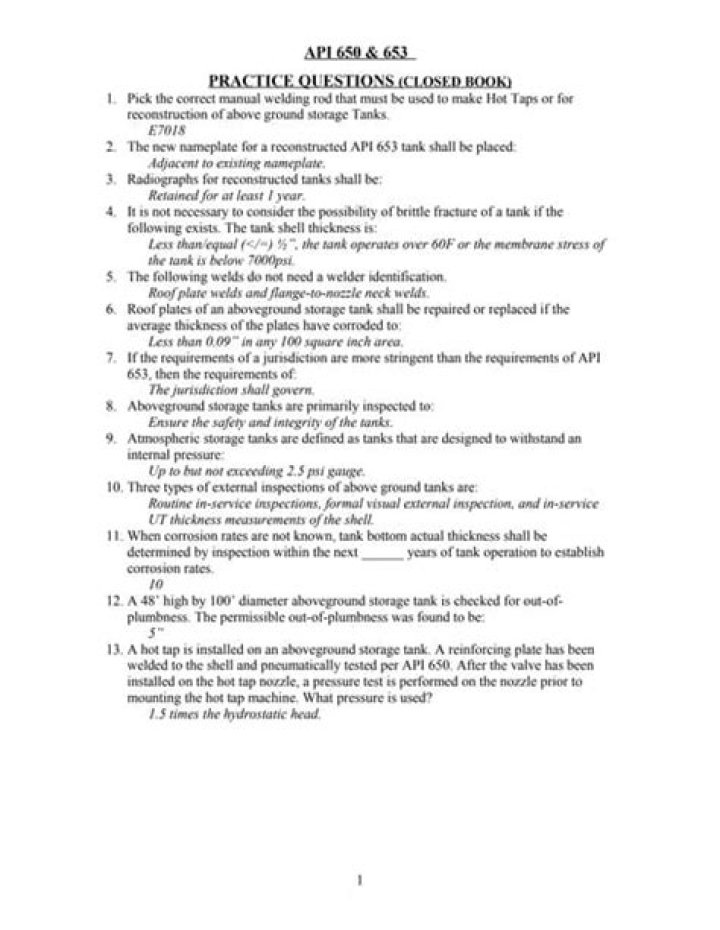 API 653 Questions & Answers PDF: Complete Guide & Answers