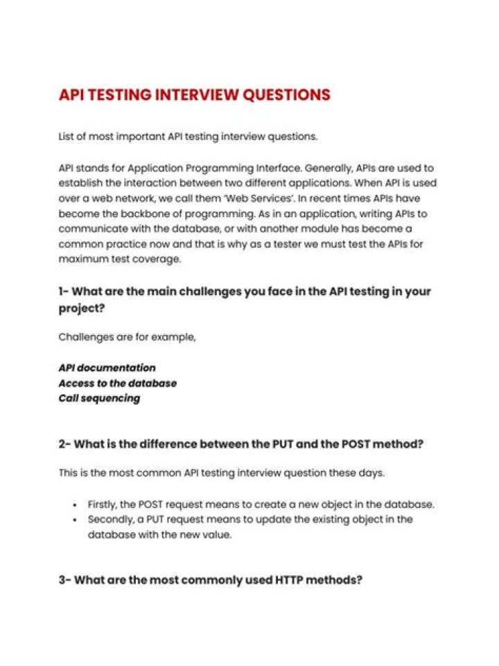 Top API Testing Interview Questions PDF for Job Prep