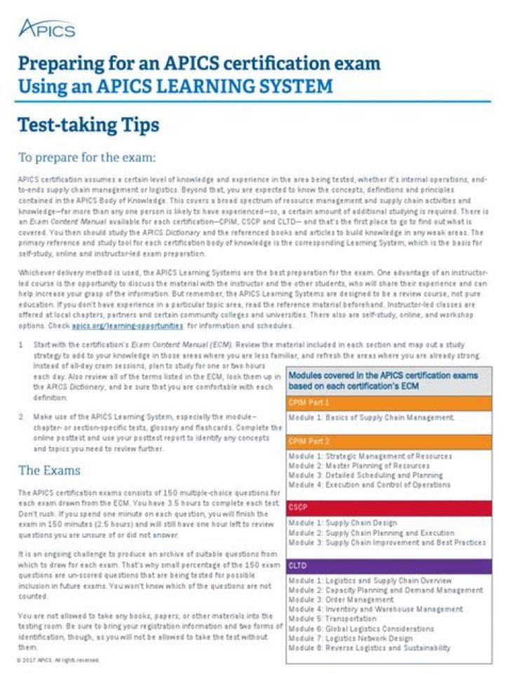 APICS Test PDF Guide: How to Pass with Confidence