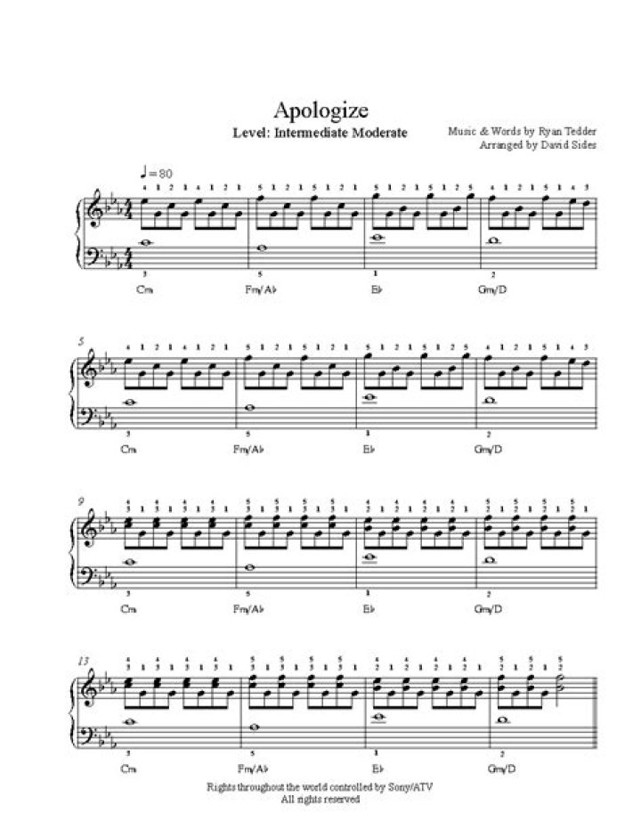 Download Free Apologize Piano Sheet PDF for Instant Practice