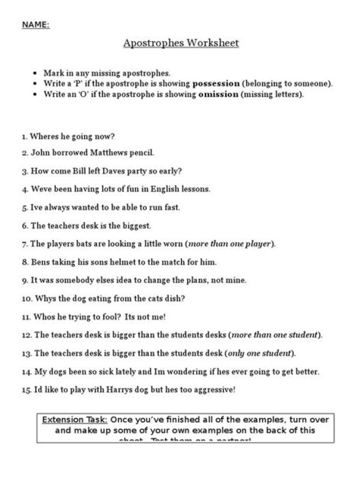 Apostrophes Exercises PDF with Answers – Practice & Master Maths & Grammar