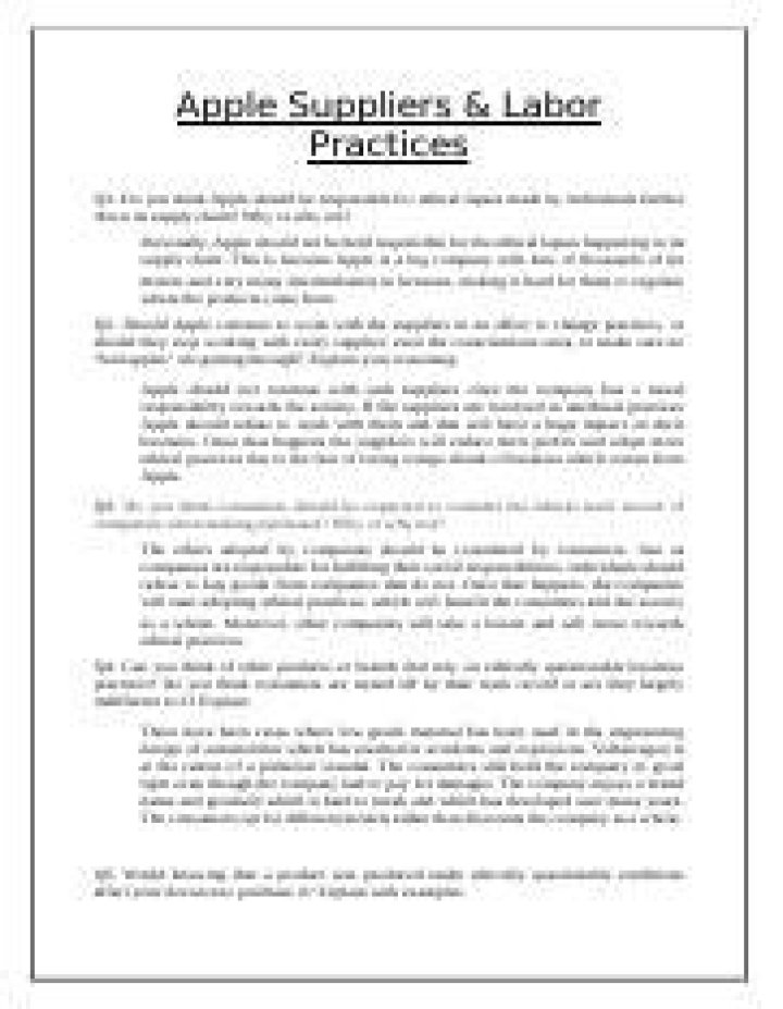 Apple Supplier Labor Practices Case Study Answers PDF: Ethical Sourcing Insights