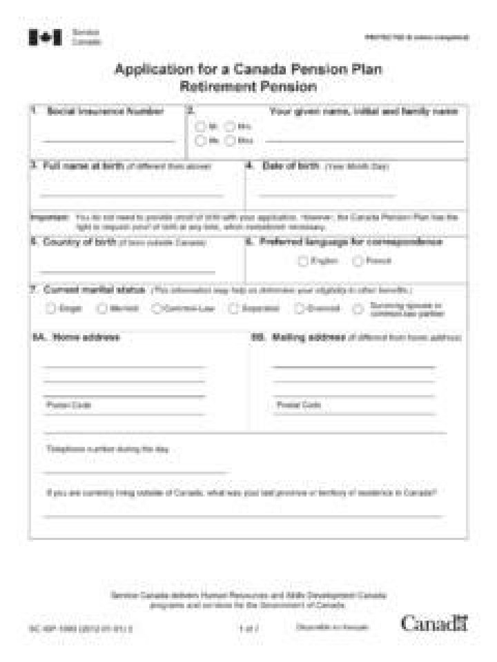How to Apply for Canada Pension Plan Retirement Benefits PDF