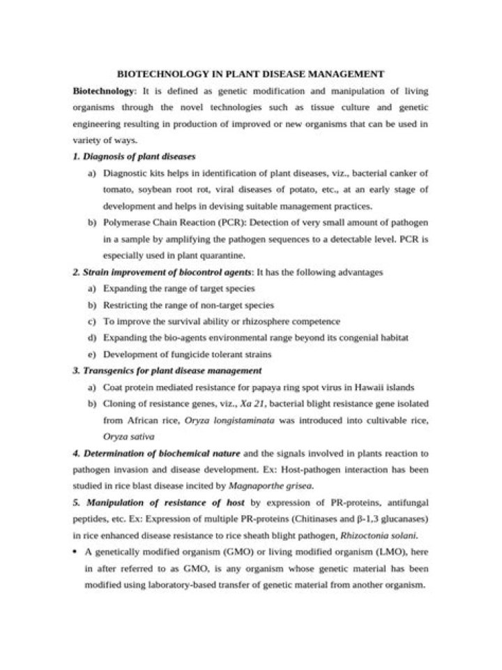 Biotechnology in Plant Disease Management: Key Applications PDF Guide
