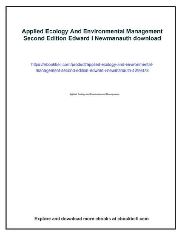 Applied Ecology and Environmental Management: Practical PDF Guide