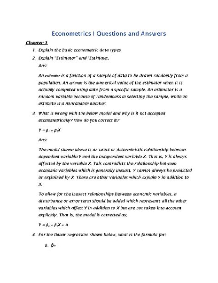 Applied Econometrics Exam Questions & Answers PDF: Practice Tests with Solutions