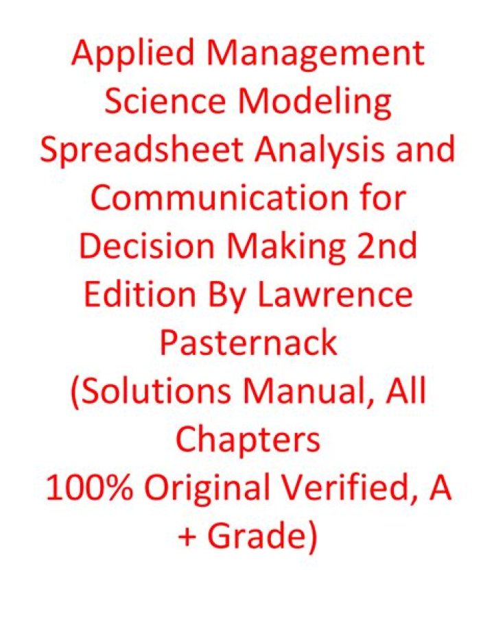 Applied Management Science 2nd Edition by Lawrence: Expert PDF Guide
