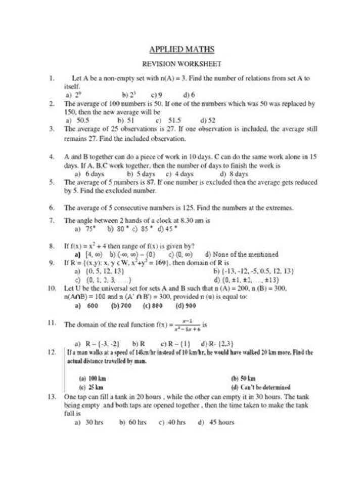 Applied Mathematics Questions and Answers PDF with Solutions