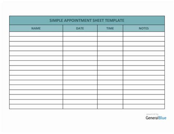 Download Free Appointment Sheet PDF for Easy Scheduling