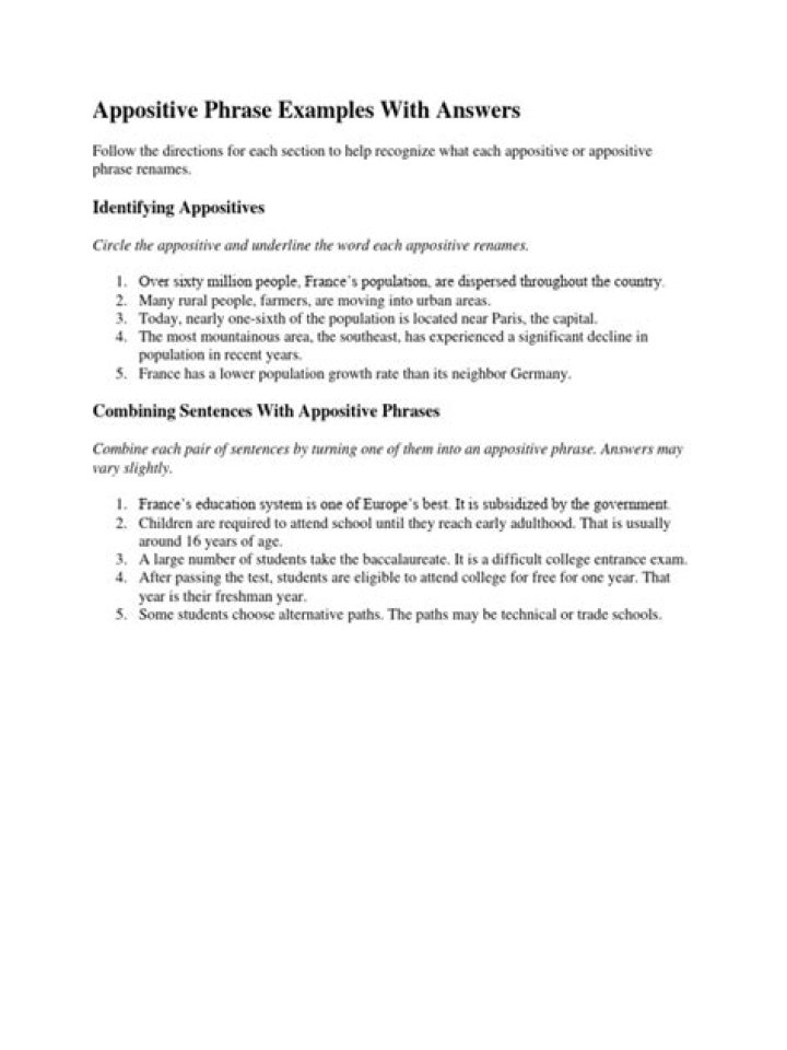 Apppositive Phrase Examples with Answers PDF – Learn & Master