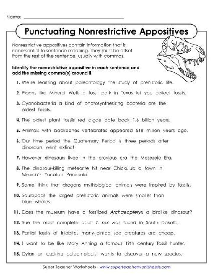 Download Free Appositives Worksheet PDF for Perfect Grammar Practice