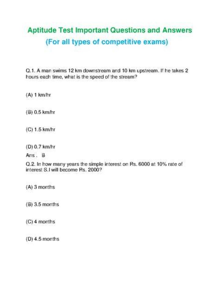 Aptitude Test PDF with Answers for IT Companies