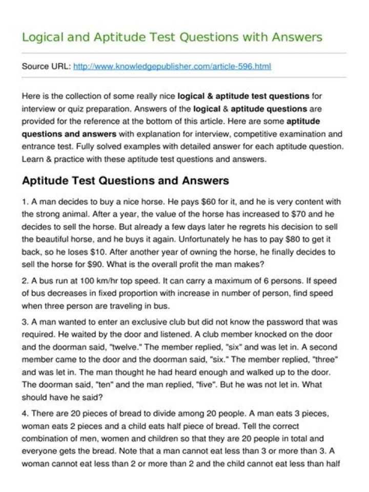 Aptitude Test Questions and Answers for Freshers – PDF Guide