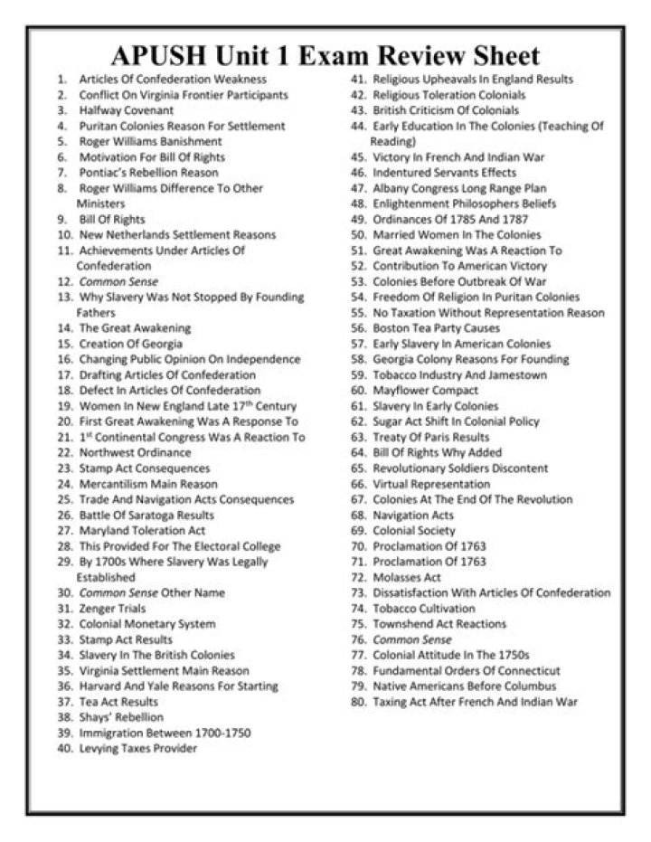 APUSH Unit 1 Test PDF – Practice & Study Guide