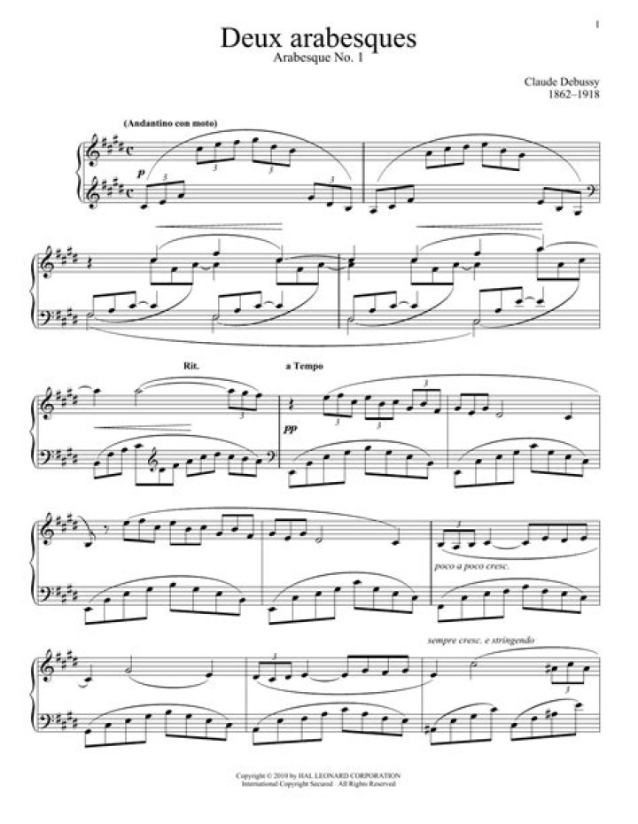 Arabesque Debussy Sheet Music PDF – Download Free Score
