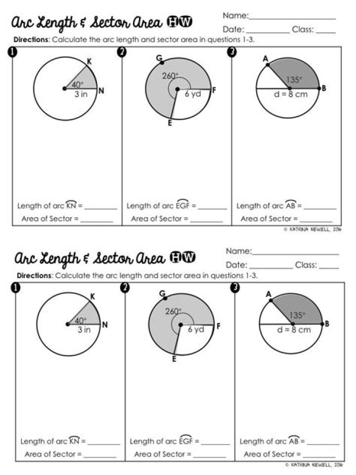 Free Arc Length & Sector Area Worksheet PDF for Quick Practice