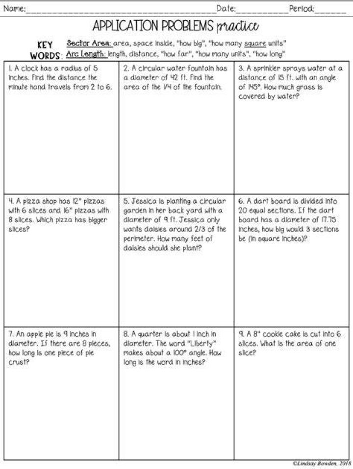 Free Arc Length Word Problems Worksheet PDF for Algebra Practice