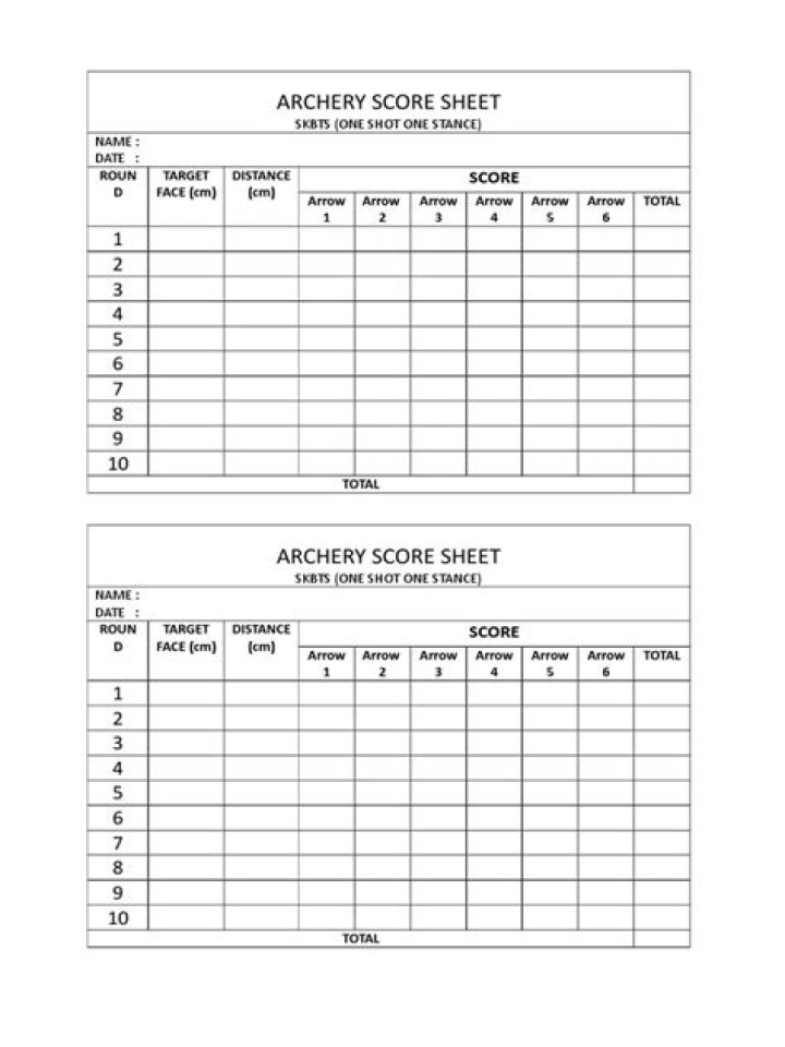 Download Free Archery Score Sheet PDF for Accurate Scoring