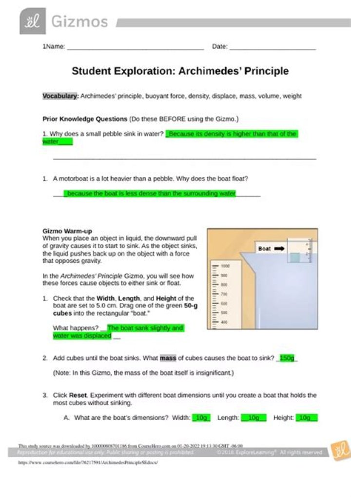 Archimedes' Principle Gizmo: Instant Answers in PDF Format