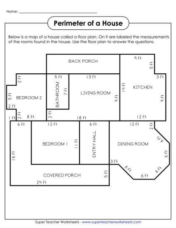 Area and Perimeter Floor Plan Worksheet PDF for Easy Planning