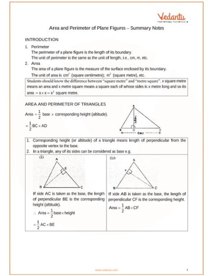 Area and Perimeter of Plane Figures PDF Guide