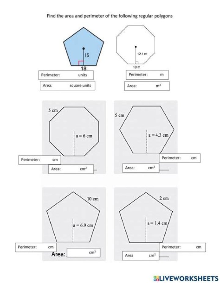 Free Area and Perimeter of Regular Polygons Worksheet PDF – Instant Download